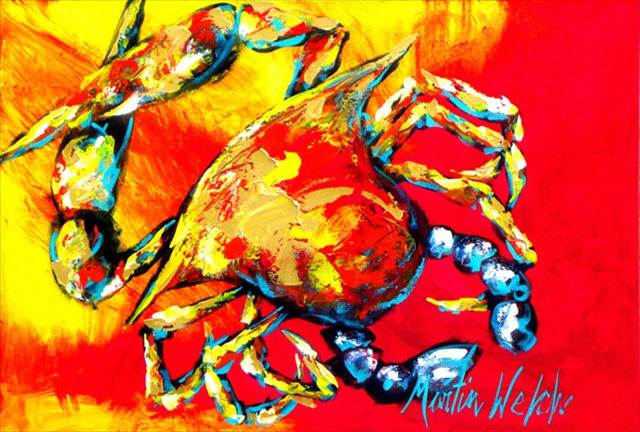 Picture of Carolines Treasures MW1086PLMT Crab Hot Dang Fabric Placemat