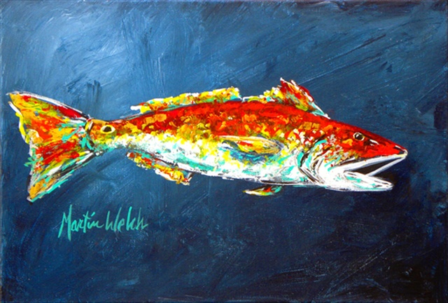 Picture of Carolines Treasures MW1093PLMT Fish - Red Fish Red For Jarett Fabric Placemat