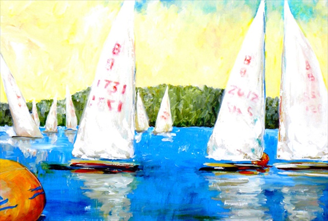 Picture of Carolines Treasures MW1094PLMT Sailboats Round The Mark Fabric Placemat