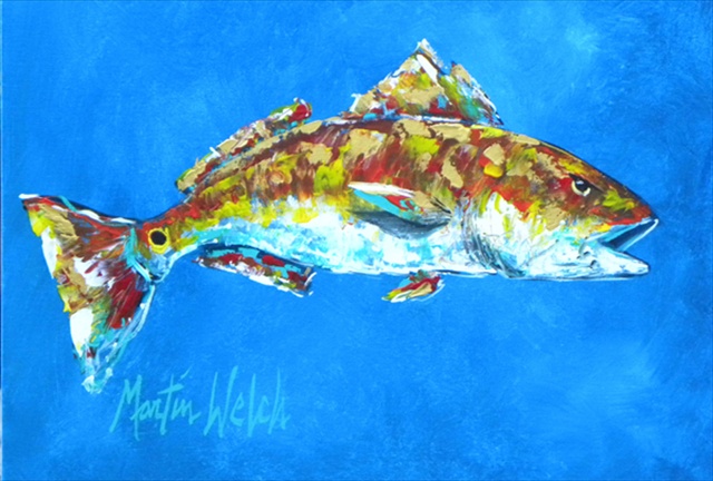 Picture of Carolines Treasures MW1098PLMT Fish - Red Fish Seafood Two Fabric Placemat