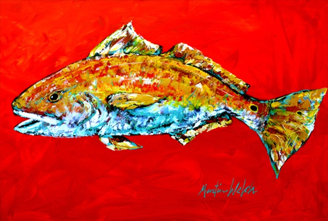 Picture of Carolines Treasures MW1111PLMT Fish - Red Fish Red Head Fabric Placemat