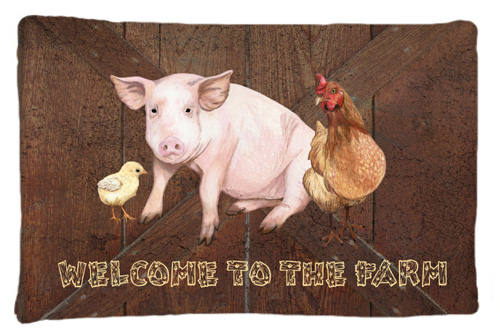 Carolines Treasures SB3083PILLOWCASE Welcome To The Farm With The Pig And Chicken Moisture Wicking Fabric Standard Pillowcase