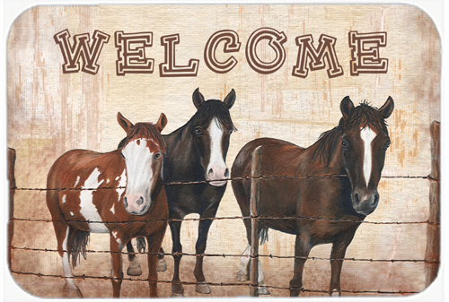 7.75 x 9.25 In. Welcome Mat With Horses Mouse Pad, Hot Pad Or Trivet