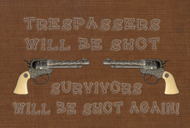 Picture of Carolines Treasures SB3063PLMT Tresspassers Will Be Shot Fabric Placemat