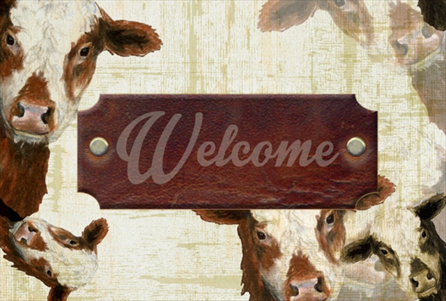 Picture of Carolines Treasures SB3065PLMT Welcome Cow Fabric Placemat