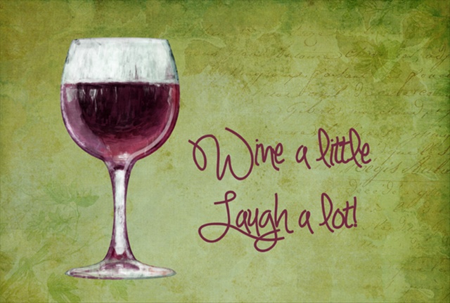 Picture of Carolines Treasures SB3067PLMT Wine A Little Laugh A Lot Fabric Placemat