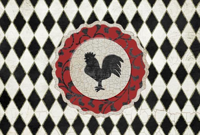 Picture of Carolines Treasures SB3086PLMT Rooster Harlequin Black And White Fabric Placemat