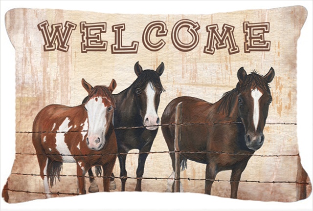 Welcome Mat With Horses Indoor & Outdoor Fabric Decorative Pillow