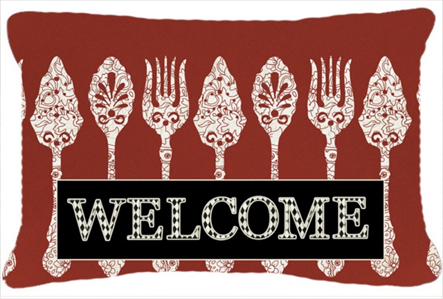 Serving Spoons Welcome Indoor & Outdoor Fabric Decorative Pillow