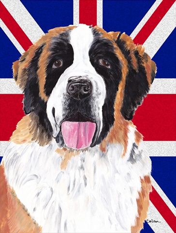 Saint Bernard With English Union Jack British Flag Flag Garden Size