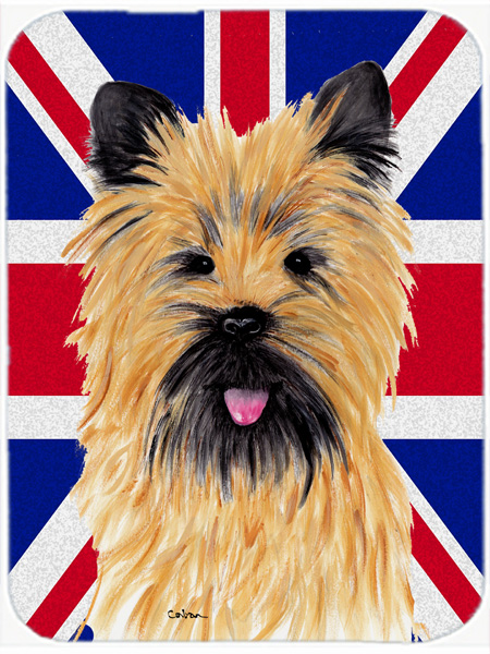 Cairn Terrier With English Union Jack British Flag Glass Cutting Board - Large