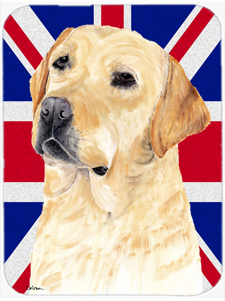 Labrador With English Union Jack British Flag Glass Cutting Board - Large