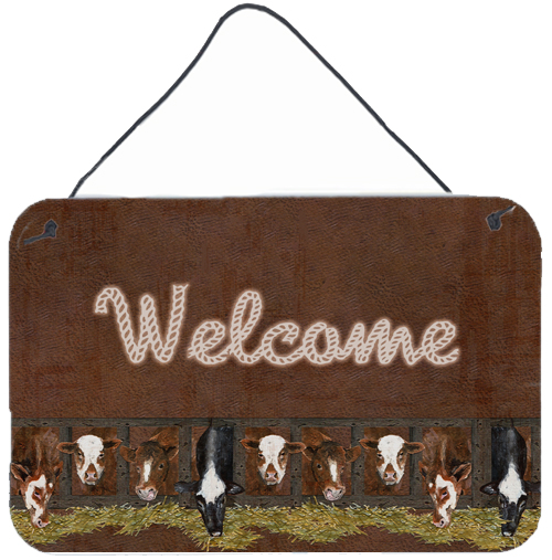 Welcome Mat With Cows Aluminium Metal Wall Or Door Hanging Prints
