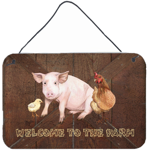 Welcome To The Farm With The Pig And Chicken Aluminium Metal Wall Or Door Hanging Prints