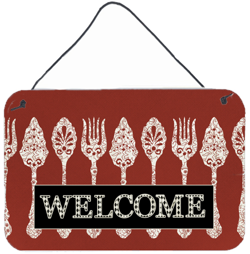 Serving Spoons Welcome Aluminium Metal Wall Or Door Hanging Prints