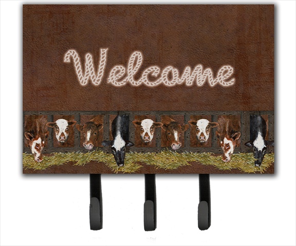 SB3058TH68 Welcome Mat With Cows Leash Or Key Holder