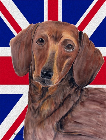 Dachshund With English Union Jack British Flag Flag Garden Size