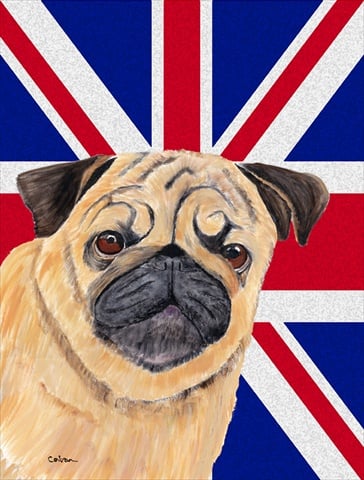 Pug With English Union Jack British Flag Flag Garden Size