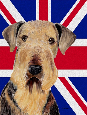 Airedale With English Union Jack British Flag Flag Garden Size