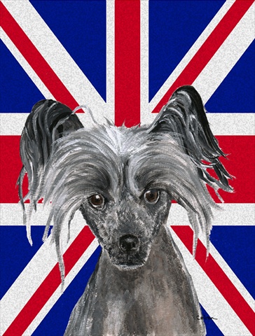 Chinese Crested With English Union Jack British Flag Flag Garden Size