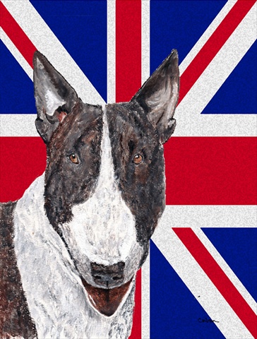 Bull Terrier With Engish Union Jack British Flag Flag Garden Size