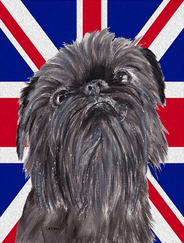 Brussels Griffon With Engish Union Jack British Flag Flag Garden Size