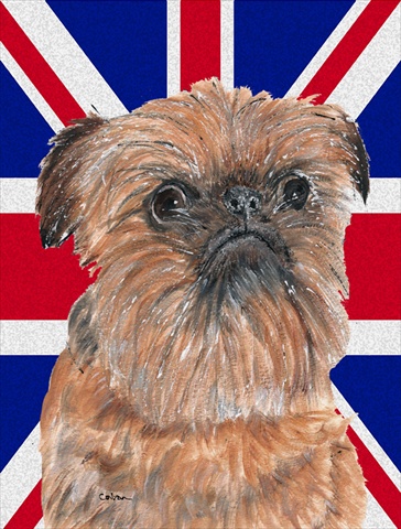 Brussels Griffon With Engish Union Jack British Flag Flag Garden Size
