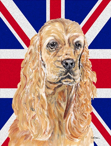Buff Cocker Spaniel With Engish Union Jack British Flag Flag Garden Size