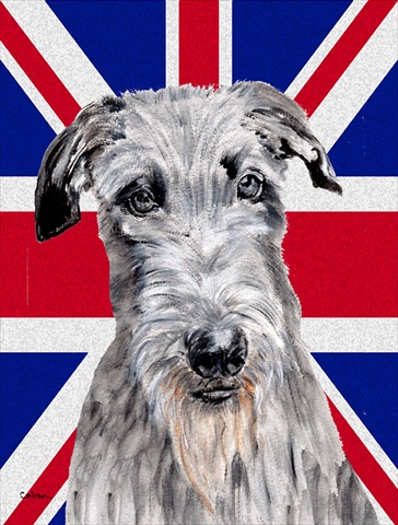 Scottish Deerhound With English Union Jack British Flag Flag Garden Size