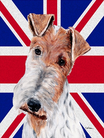 Wire Fox Terrier With English Union Jack British Flag Flag Garden Size