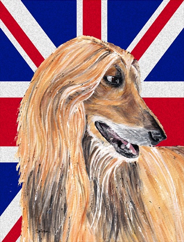 Afghan Hound With English Union Jack British Flag Flag Canvas House Size