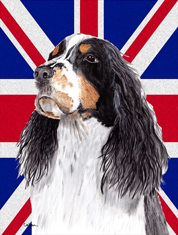 SC9817CHF Welsh Springer Spaniel With English Union Jack British Flag Flag Canvas House Size
