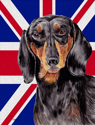 Dachshund With English Union Jack British Flag Flag Canvas House Size