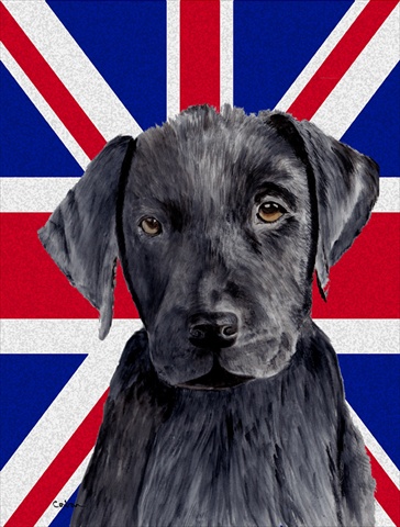 Labrador With English Union Jack British Flag Flag Canvas House Size