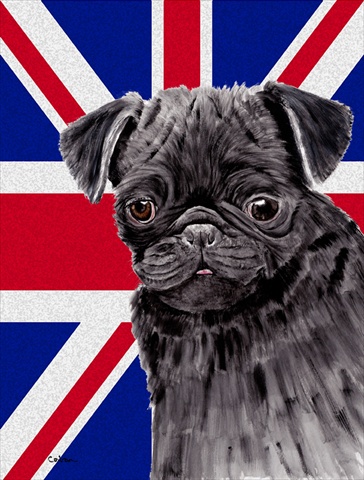 Pug With English Union Jack British Flag Flag Canvas House Size