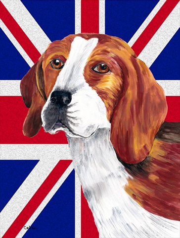 Beagle With English Union Jack British Flag Flag Canvas House Size