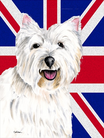 Westie With English Union Jack British Flag Flag Canvas House Size