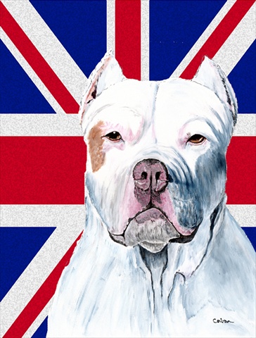 Pit Bull With English Union Jack British Flag Flag Canvas House Size
