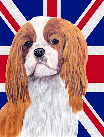 Cavalier Spaniel With English Union Jack British Flag Flag Canvas House Size