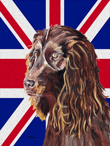 Boykin Spaniel With Engish Union Jack British Flag Flag Canvas House Size
