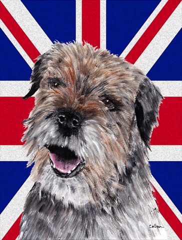 Border Terrier With Engish Union Jack British Flag Flag Canvas House Size