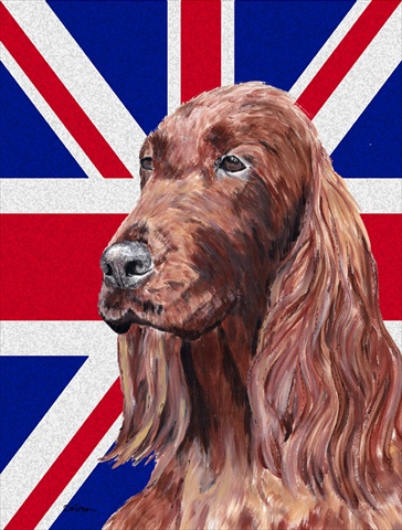 Irish Setter With Engish Union Jack British Flag Flag Canvas House Size