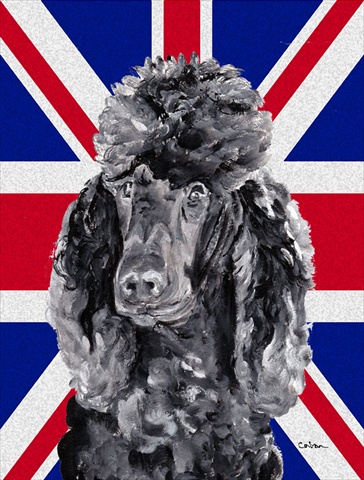 SC9889CHF Black Standard Poodle With English Union Jack British Flag Flag Canvas House Size