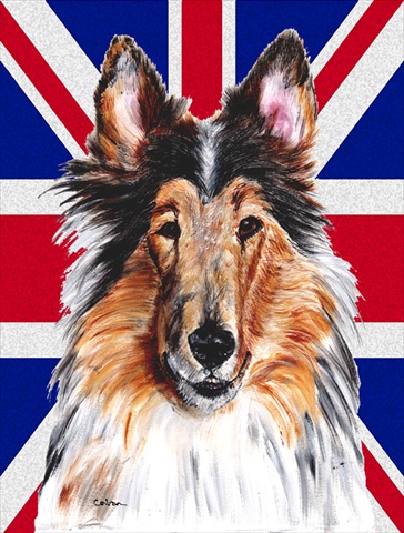 Collie With English Union Jack British Flag Flag Canvas House Size