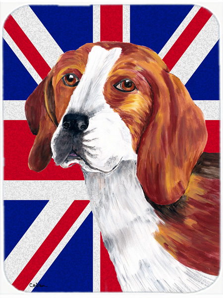 Beagle With English Union Jack British Flag Glass Cutting Board - Large