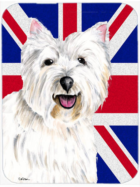 Westie With English Union Jack British Flag Glass Cutting Board - Large