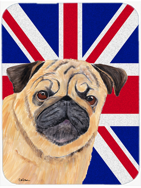 Pug With English Union Jack British Flag Glass Cutting Board - Large