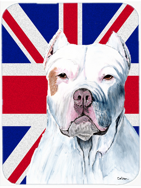 Pit Bull With English Union Jack British Flag Glass Cutting Board - Large