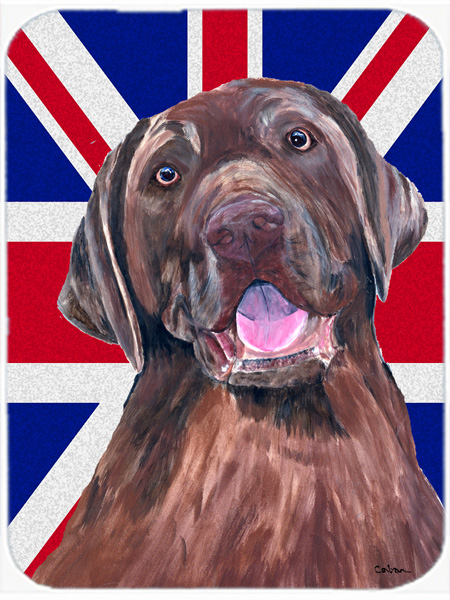 Labrador With English Union Jack British Flag Glass Cutting Board - Large