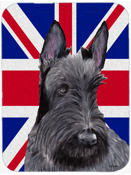 Scottish Terrier With English Union Jack British Flag Glass Cutting Board - Large